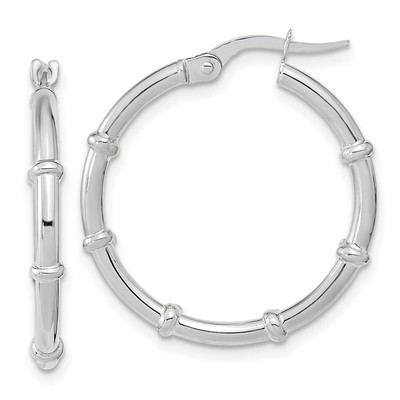 Designs by Nathan | 14k White Gold  Polished and Fancy Hoop Earrings