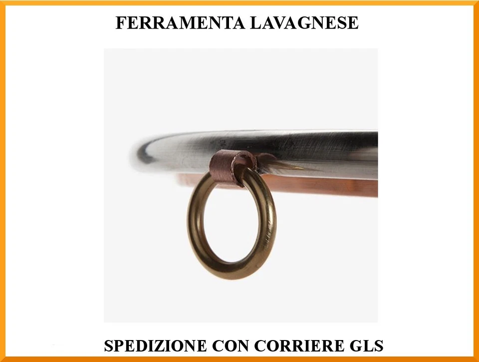 Teglia in rame stagnato da forno per farinata made in Italy con occhiolo - Imagen 4 de 4