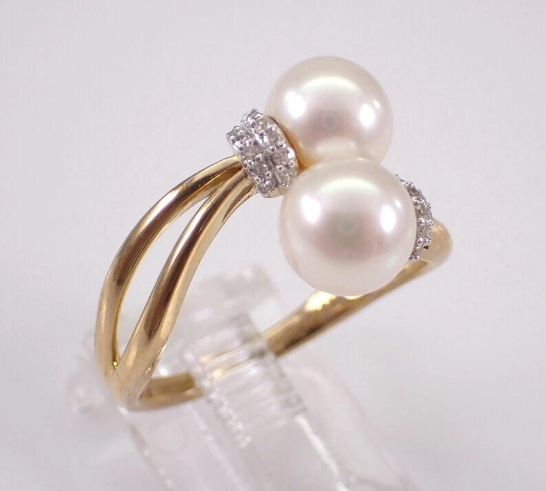 2Ct Round Cut Natural White Pearl Bypass Engagement Ring 14K Yellow Gold Plated - Image 2 of 4
