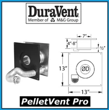 DURAVENT PELLETVENT PRO Pipe 4" Wall Thimble w/Air Intake #4PVP-WTI PELLET PIPE