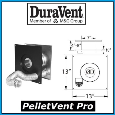 DURAVENT PELLETVENT PRO Pipe 4'' Wall Thimble w/Air Intake #4PVP-WTI PELLET PIPE