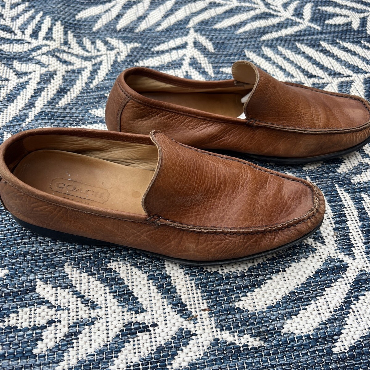 Coach Lawson Mens Brown Leather Loafers Size 10.5 D Made In  display picture 2