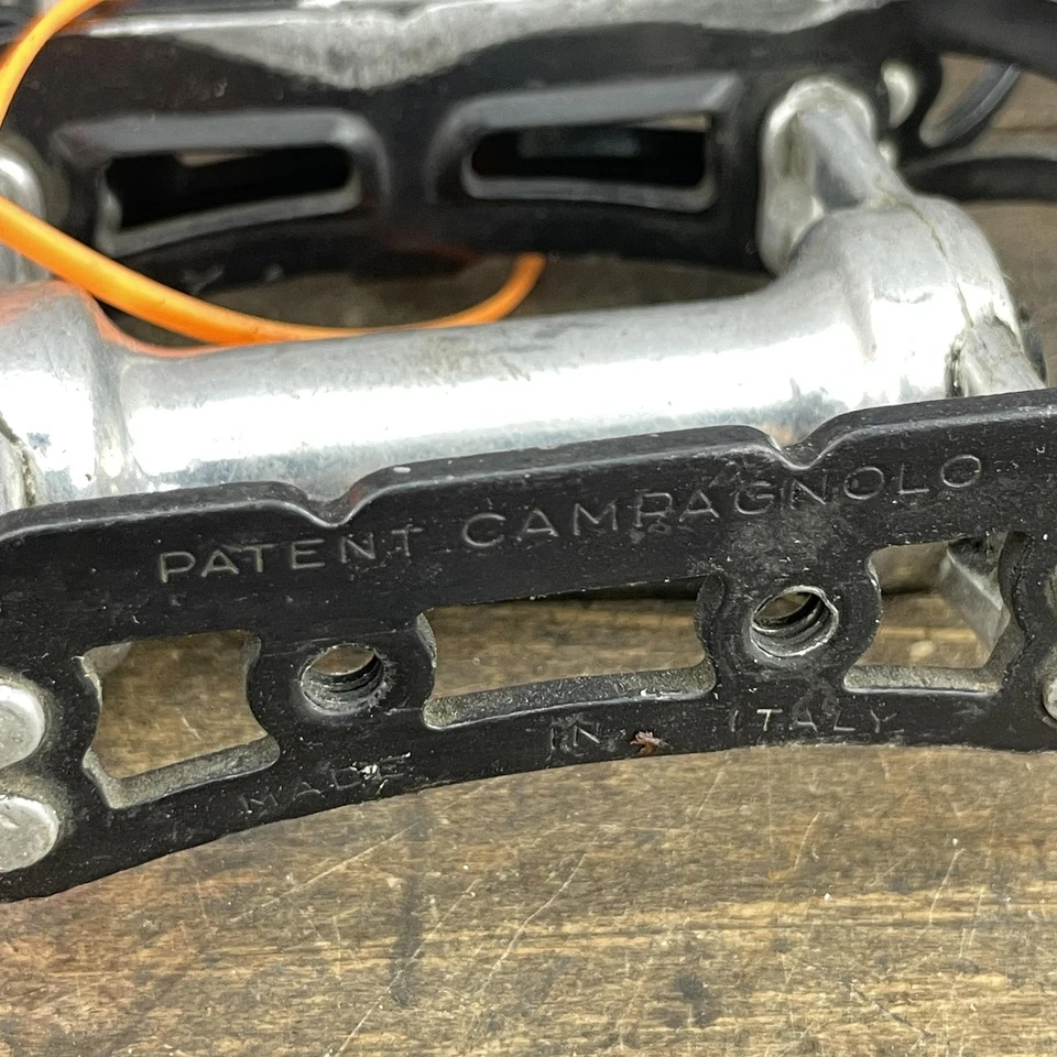 Par de Pedales de Carretera Campagnolo Record Quill De Colección Hechos en Italia Clip de Puntera Negro Foto 2 de 4