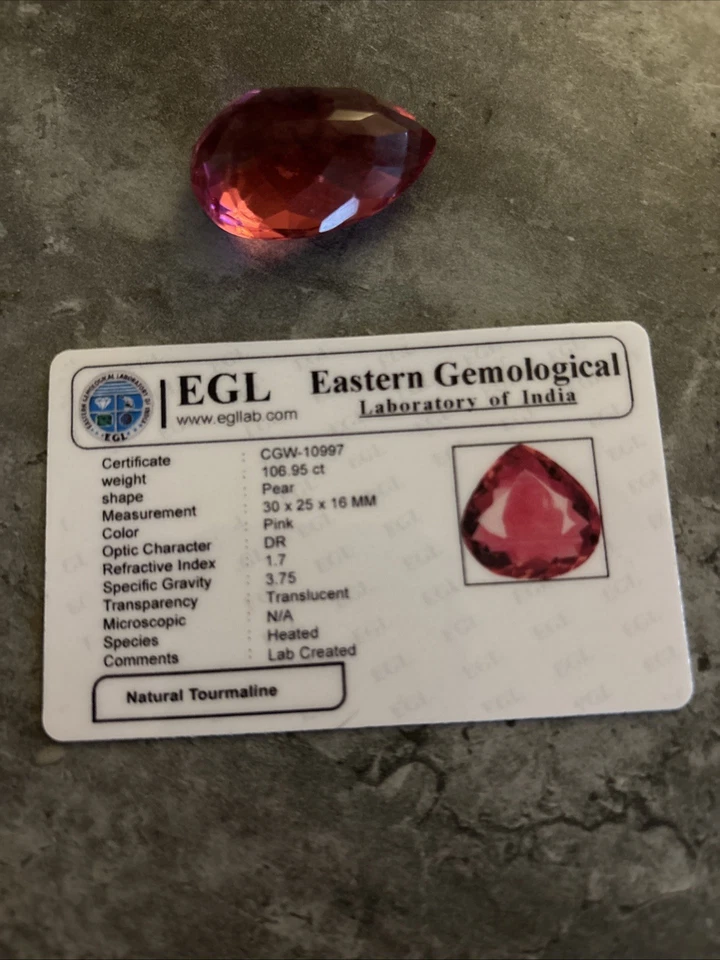 Tourmaline Loose  EGL CERTIFIED 106.96 Ct - Image 3 of 4