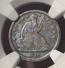 1839 Seated Liberty Dime NGC VF20 Nicely Toned (NGC Population 2)