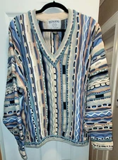 Tosani Canada Textured Knit Abstract Sweater Size Medium Vintage