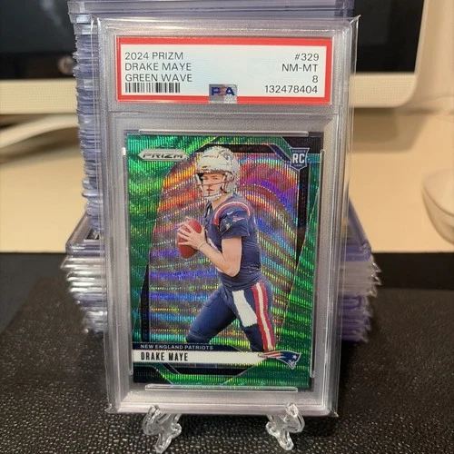 2024 Panini Prizm - PSA 8 Rookie Drake Maye #329 Green Wave Prizm (RC) Patriots