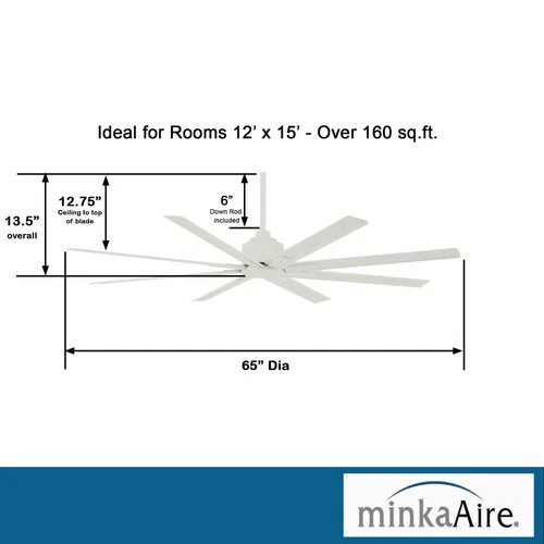 Minka Aire Xtreme H2O 65"  - Flat White 8-Blade Remote Control - Picture 5 of 7