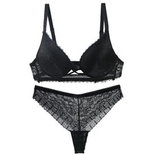 Push Up Lace Lingerie Set Bra Brief Floral Underwire Support Plus Size 2PCS