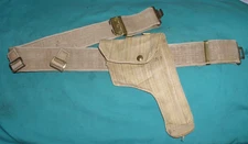 Original WWII British 1943 Enfield/Webley Canvas Holster W/1954 Belt  TJ6541