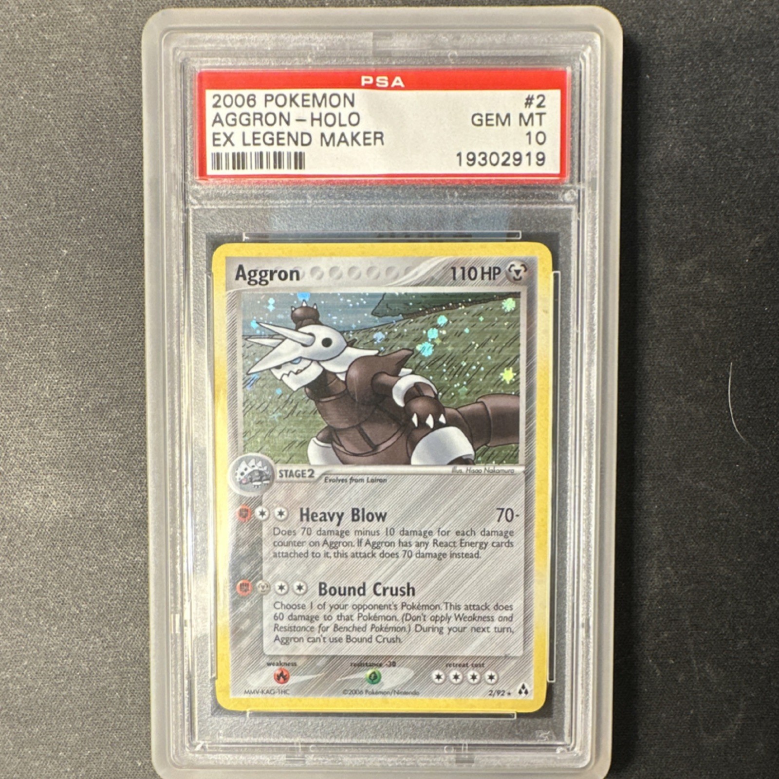 Pokémon TCG EX Legend Maker Aggron 2/92 Holo Rare PSA 10