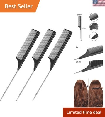 Elegant 3 Pack of Lightweight Carbon Fiber Teasing Combs - Perfect for Salon Use