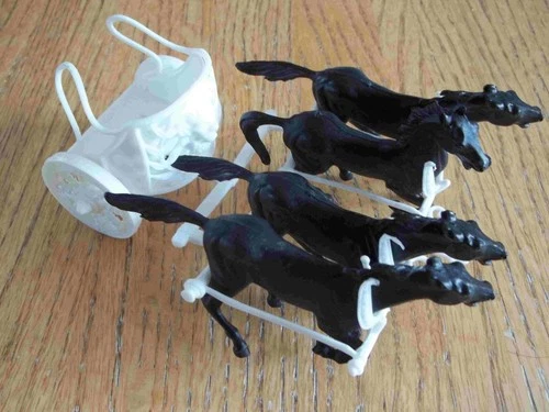 1990's MARX Recast Ben Hur white Chariot with 4 Horses