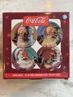 VTG Coca-Cola "Santa Smiles" Set of 4 Stoneware Salad / Dessert Plates | NIB