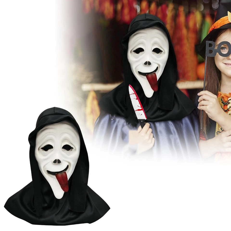 Halloween Ghostface Full Head Mask, Latex Scream Bloody Mask, Scary Skull Masque - Image 4 of 4