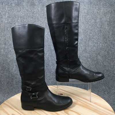 Lauren Ralph Lauren Boots Womens 8.5 B Black Savion Riding Boot Leather Mid Calf