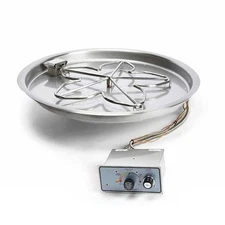 HPC Fire Flame Sense Gas Fire Pit Kit, 19" Pan 12" Penta Torp Burner, LP Bulk