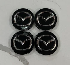 (4 X) MAZDA 56mm Black Wheel Center Caps Mazda 3/5/6, RX 8, Miata, CX-3/5/7/9