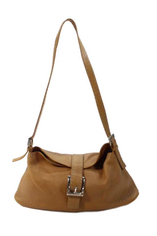 Cartera de hombro Carla Mancini para mujer de cuero tono plateado con cierre de botones beige Foto 3 de 4