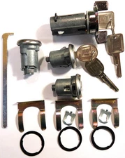 New GM Chevy OEM Chrome Ignition/Doors/Trunk Lock Key Cylinder Set With Keys