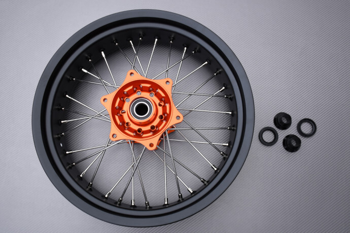 Jante arrière Supermoto orange KTM SX 125 pour passer en roues 17