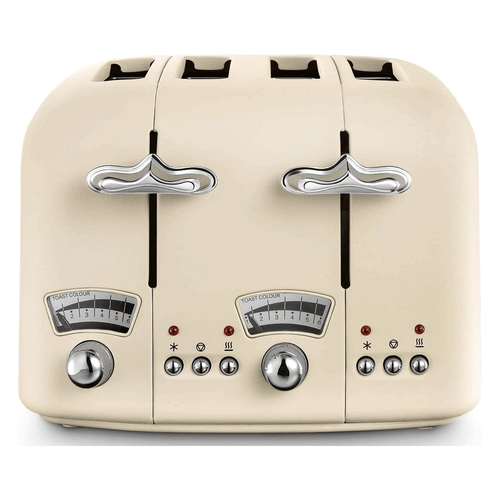 De'Longhi Argento Flora 4 Slice Toaster Beige CT04.BG | Wide Slots, Crumb Tray - Picture 1 of 6