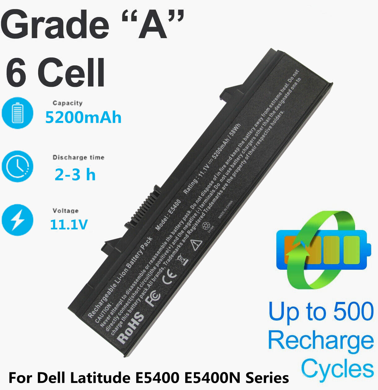 Battery For Dell Latitude E5400 E5500 E5410 E5510 E5550 KM742 PX