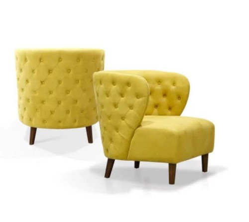 Poltrona Chesterfield gialla xl tessuto tessuto divani mobili creativi nuova