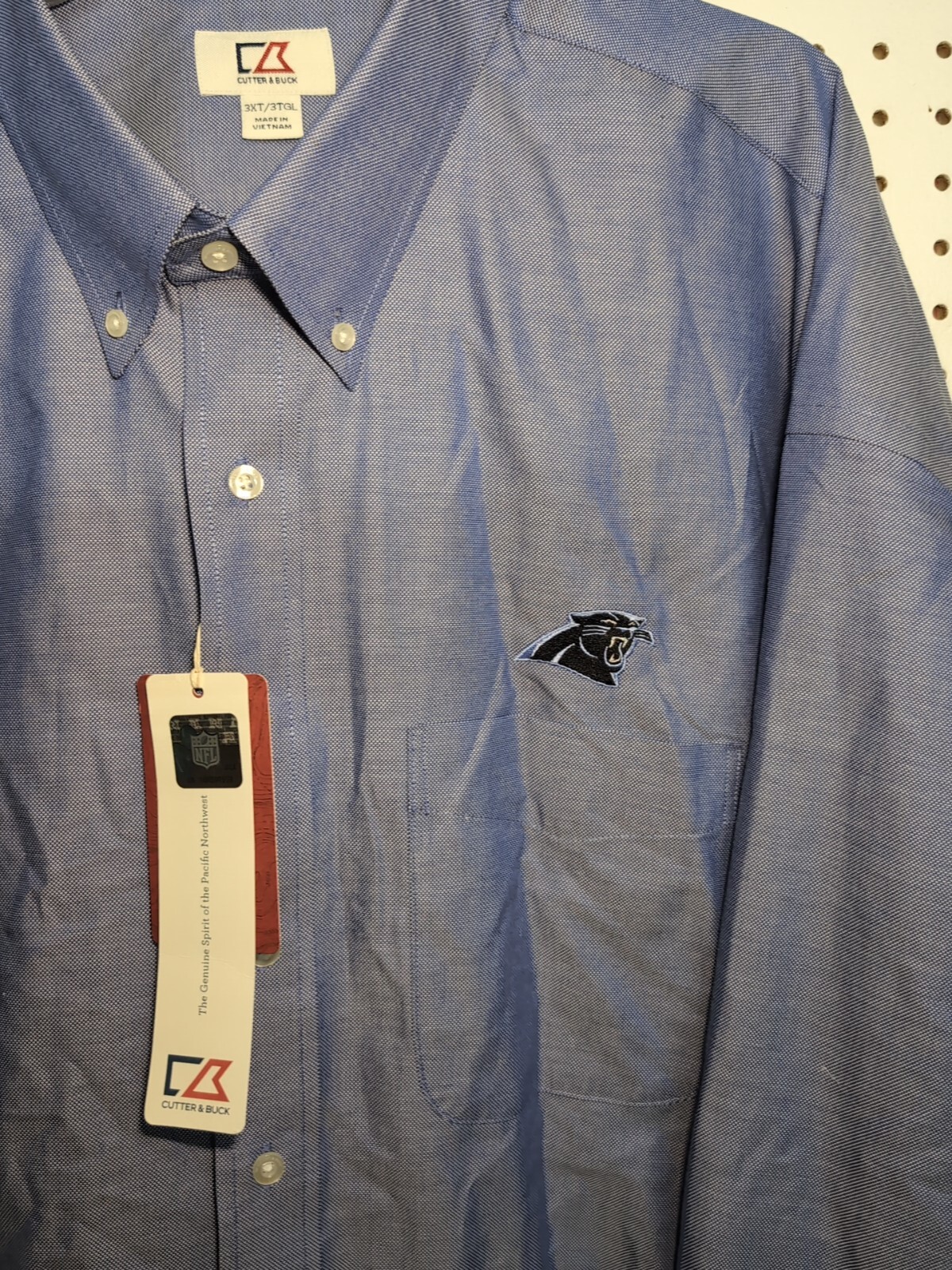 Carolina Panthers-Cutter & Buck CB-Men's Button Up Shirt Sz 3XT/3TGL Long Sleeve