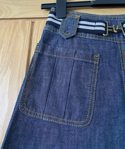 HOBBS Denim A-Line Skirt With Belt - UK Size 8 - BNWOT - Picture 3 of 6