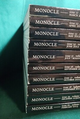 MONOCLE MAGAZINE Lot of 10 issues #51 - #60 March 2012-February