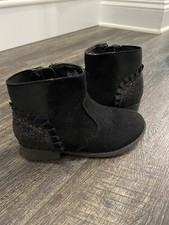 Girl Black Faux Suede Boots w/Glitter - Size 11