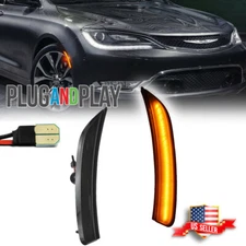 For 2015-2017 Chrysler 200 Smoked Lens OPTIC STYLE AMBER LED SIDE MARKER LIGHTS