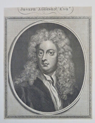 Joseph Addison The Specatator Editor English Essayist c. 1750 engraved portrait