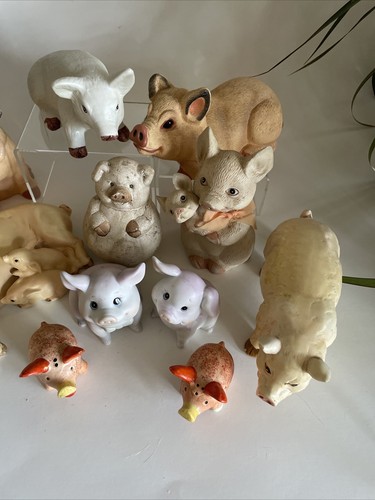Vintage Lot of 11 Adorable Pig Figurines - Picture 4 of 5