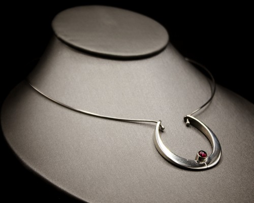 Fine Jugendstil German Art Nouveau Sterling Garnet Crescent Moon Choker Necklace - Picture 2 of 10