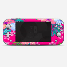 Skins Decals wrap for Nintendo Switch Lite - Pink Neon Hibiscus Flowers