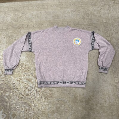 Allerta Highland Hills Sweatshirt Vintage L Pink Ski Lodge Fair Isle With Patch