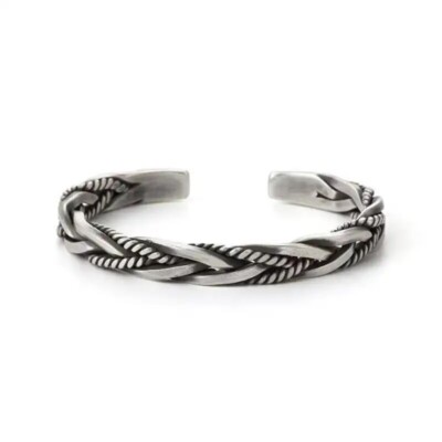 ZARD Men Twist Cable Cuff Bangle Statment Bracelet in 925 Sterling