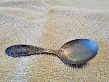 Baby Spoon Stork Birth Record "MICHAEL" WM Rogers Vintage Antique 4" Silverplate