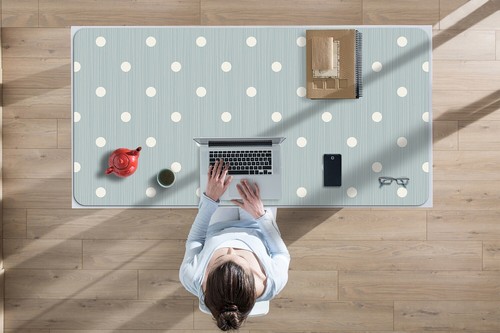 Computer Desk Top Mat Pad Protector for Home School Keyboard 100x50 White peas - Photo 3/4