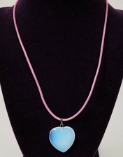 NEW HEART SHAPE GENUINE MOONSTONE PENDANT+PINK GENUINE LEATHER CORD NECKLACE