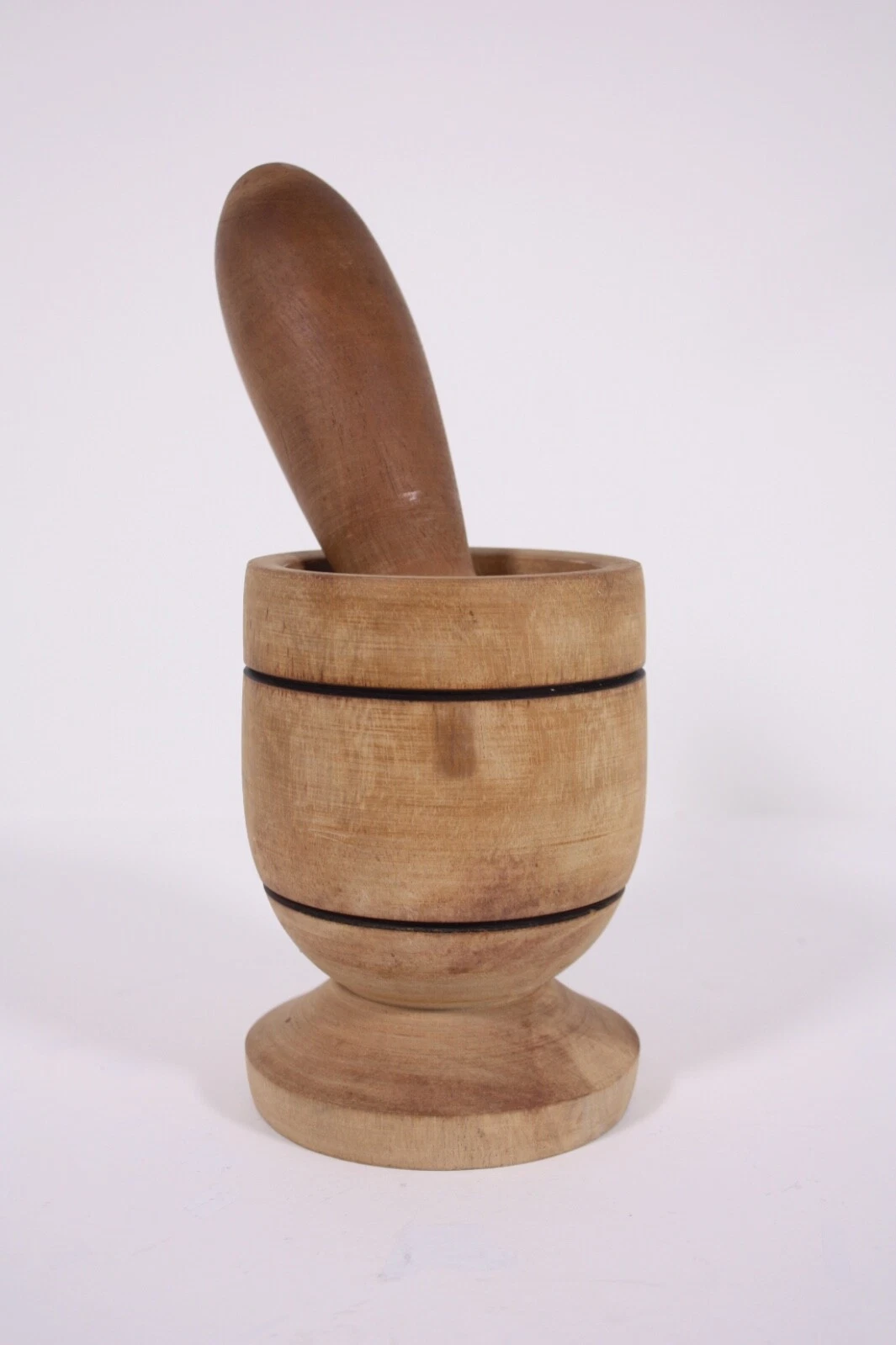 Rustic 5” Turned Wood Mortar Pestle Set Herbs Kitchen Farm Harvest
