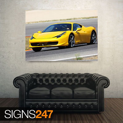 額縁 Displate YellowFerrari Limited Poster YELLOW FERRARI 458 ITALIA poster print wall art decor A0 A1