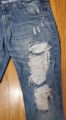 Trillnation Mens Distressed Blue Denim Jeans Size 38 - Picture 4 of 12