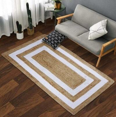 Rug 100% Natural Jute Braided Style Rug Runner rustic look Carpet Area Rug