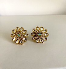 Women Light Blue Flower Stud Earrings