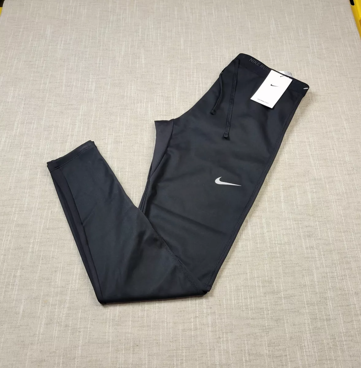 NIKE Storm Fit Phenom Elite Tights Pants Medium Mens Black Silver