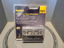 Marinco 3x 10mm (3/8") Heavy-Duty Busbar, 650A, 50V, 777-BB3S-650