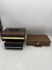 3 Vintage Cassette Tape Cases Faux Leather 24/Wood 30 24 Storage 78 Total Holder